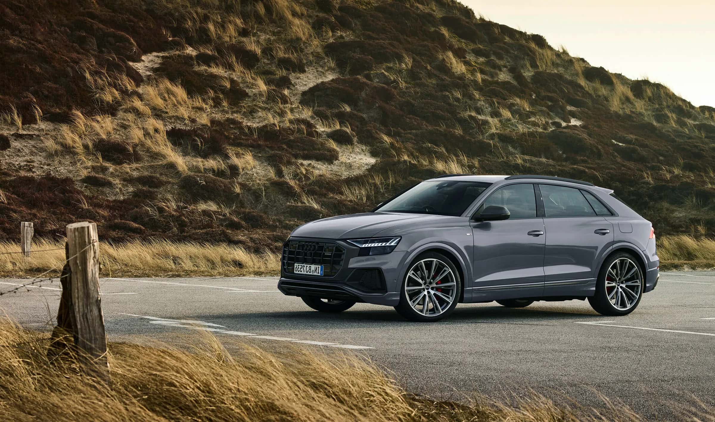 Audi Q8 on a mountain road in Albania